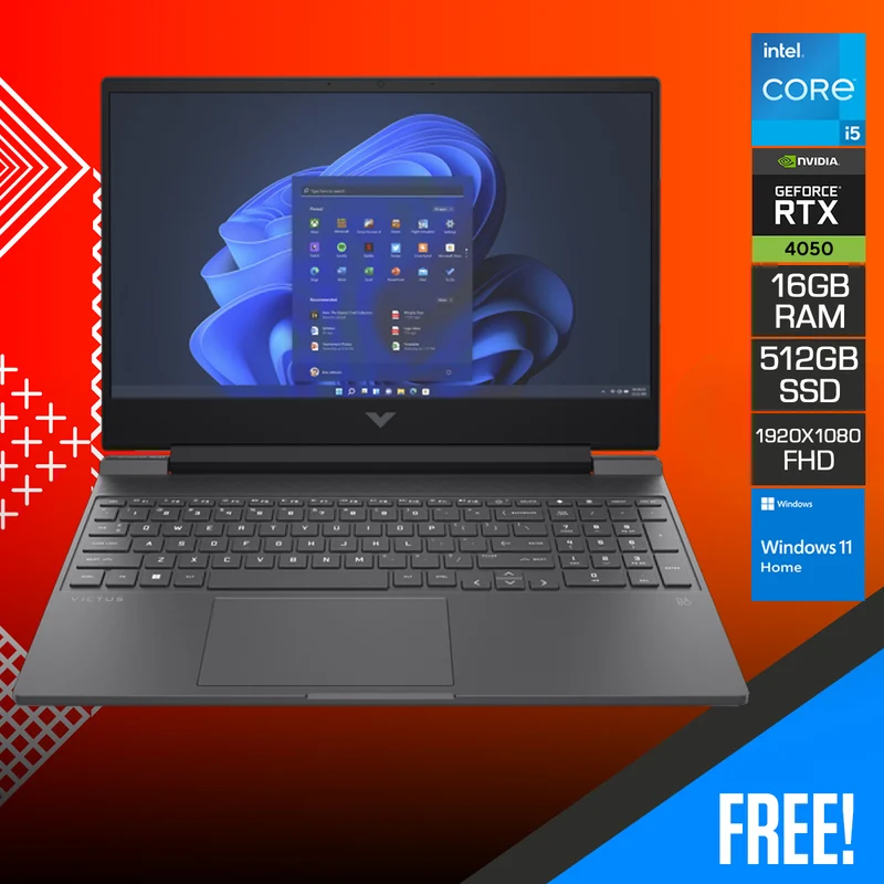 HP Victus 15-FA1447TX Gaming Laptop (Mica Silver) | 15.6" FHD (1920x1080) 144Hz IPS | i5-12450H | 16GB RAM | 512GB SSD | RTX 4050 | Windows 11 Home