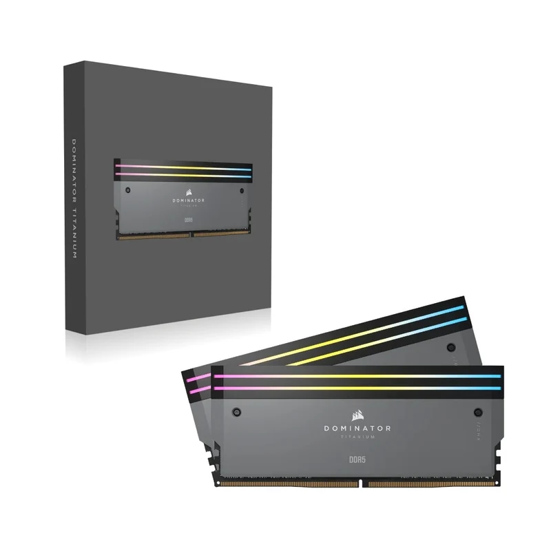 Corsair Dominator Titanium RGB 64GB (2x32GB) DDR5 DRAM 6000MT/s CL30 AMD Expo & Intel XMP Memory Kit (Grey) (CMP64GX5M2B6000Z30)