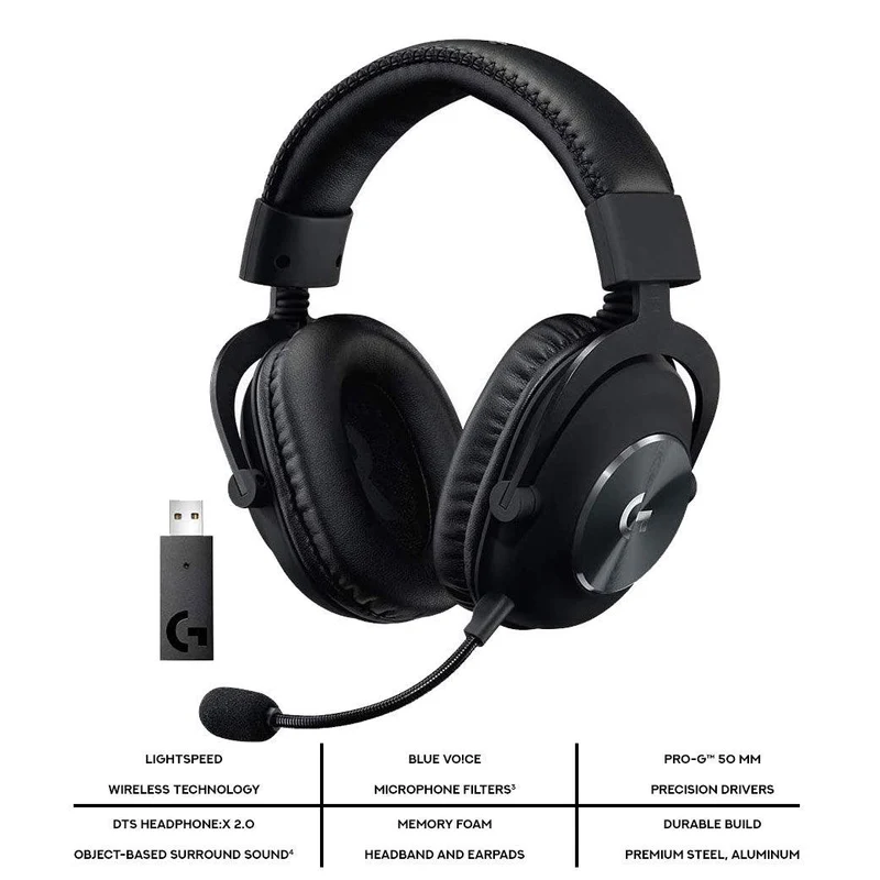 Logitech Pro X Wireless Lightspeed Gaming Headset (Black)