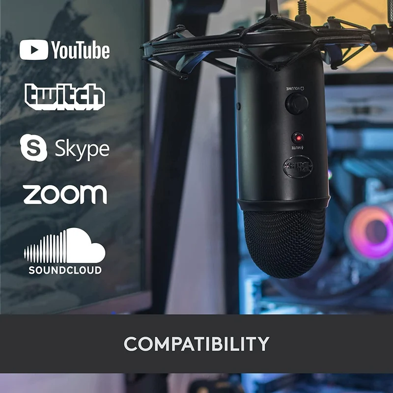 Logitech Blue Yeti Premium Multi-Pattern USB Microphone For Recording/ Streaming/ Podcasting/ Gaming (Blackout)