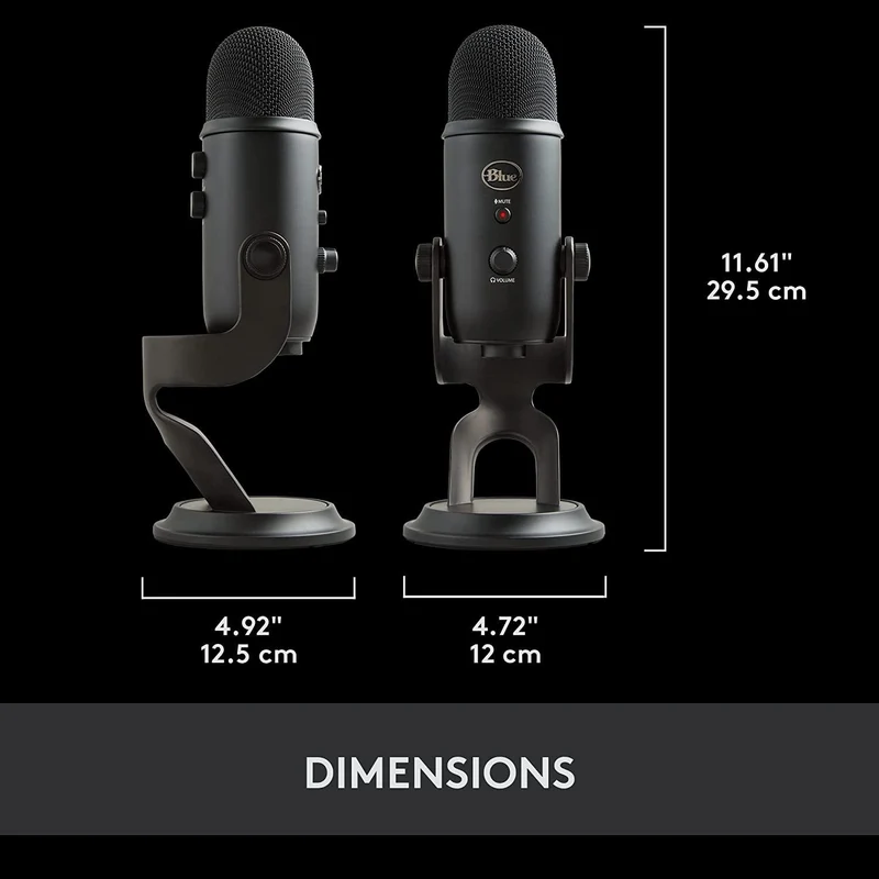 Logitech Blue Yeti Premium Multi-Pattern USB Microphone For Recording/ Streaming/ Podcasting/ Gaming (Blackout)