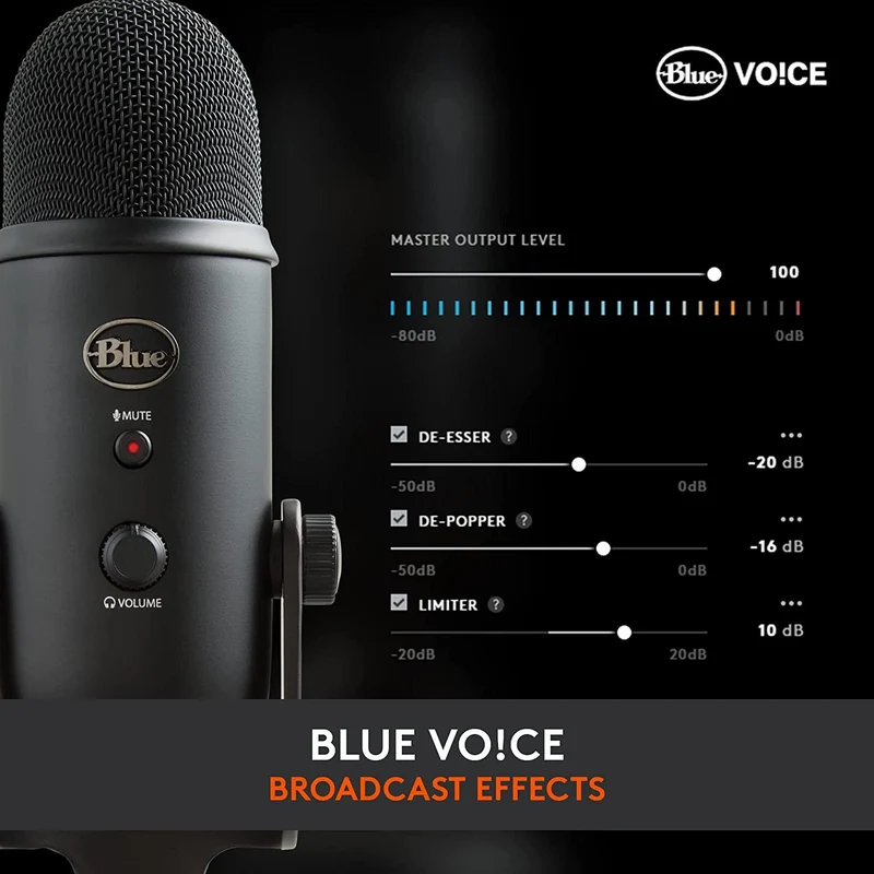 Logitech Blue Yeti Premium Multi-Pattern USB Microphone For Recording/ Streaming/ Podcasting/ Gaming (Blackout)