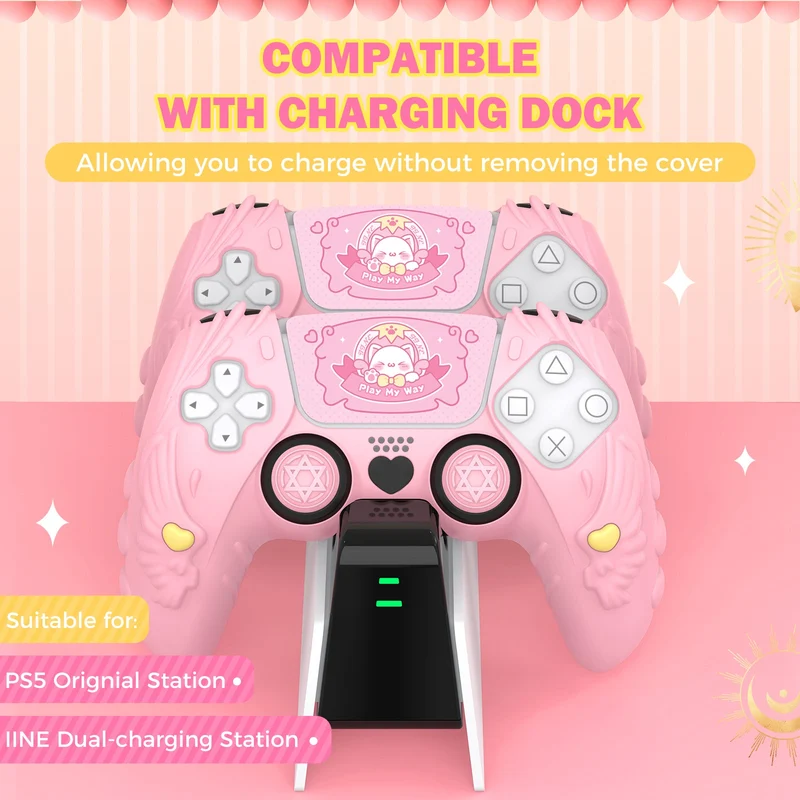 IINE Meow Pact Silicone Protective Case for PS5 Controller (Pink) (L1028)