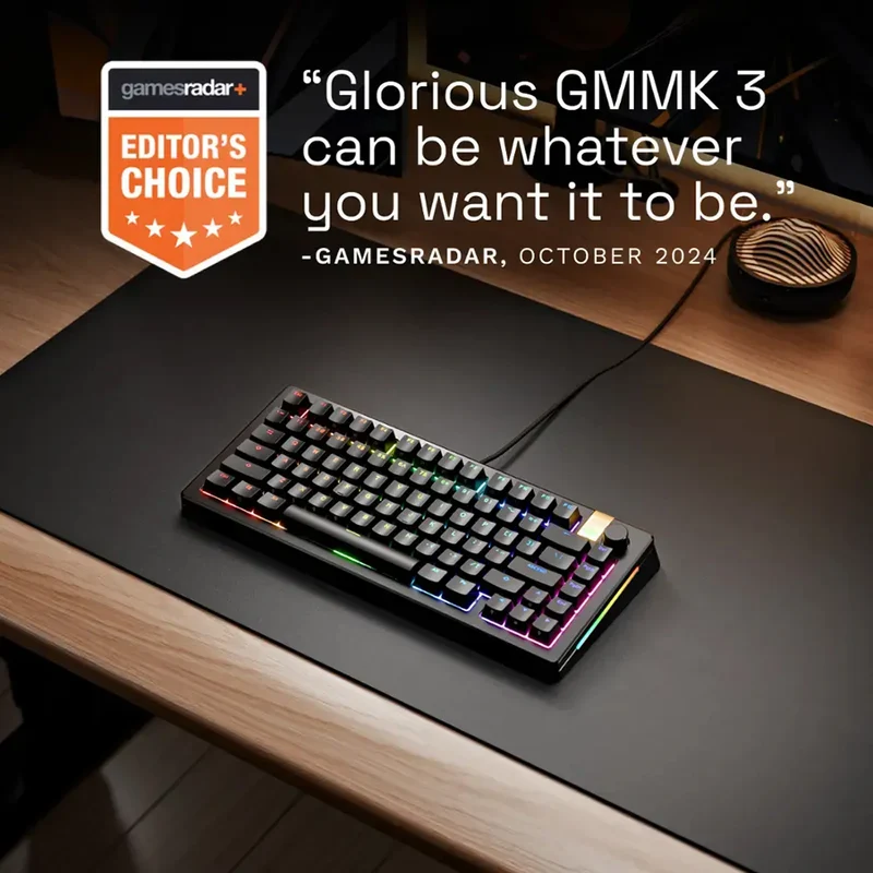 Glorious GMMK 3 HE 75% Prebuilt Hall Effect Wired Mechanical Gaming Keyboard (Black) (GLO-KB-GMMK3-75-PB-HE-W-BLK-US)