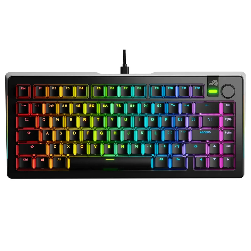 Glorious GMMK 3 75% Prebuilt Wired Mechanical Gaming Keyboard (Black) (GLO-KB-GMMK3-75-PB-FOX-W-BLK-US)
