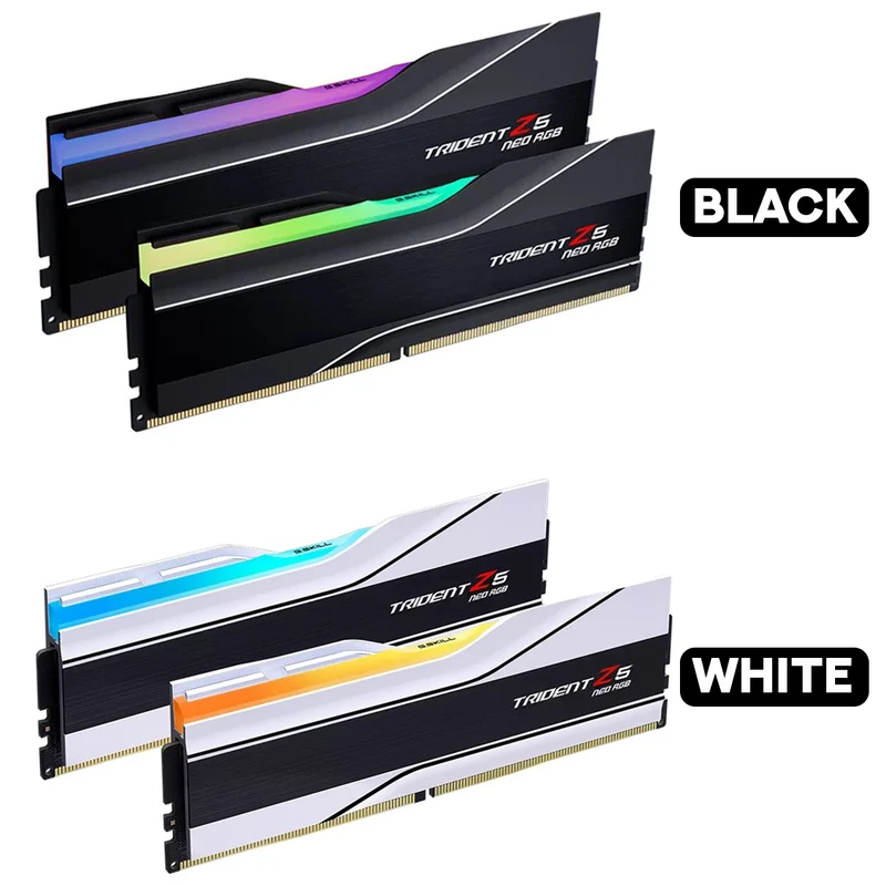 G.Skill Trident Z5 Neo RGB 64GB (2x32GB) DDR5-6000 CL36-36-36-96 1.35V AMD EXPO & Intel XMP Desktop Memory (Black, White)