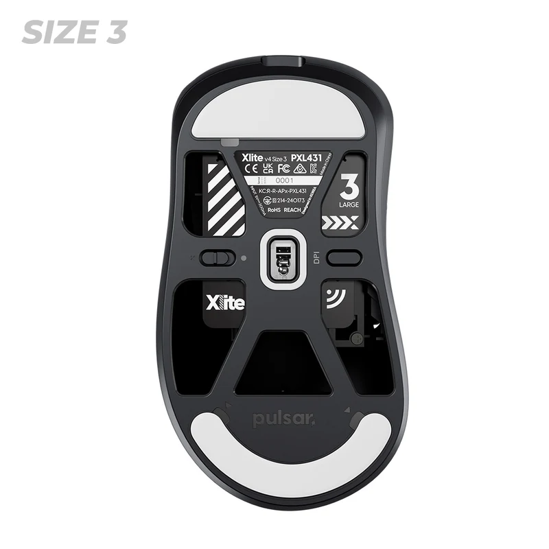 Pulsar Xlite V4 Ultralight Weight eSports Mouse Size 3 (Black, White) (PXL431, PXL432)