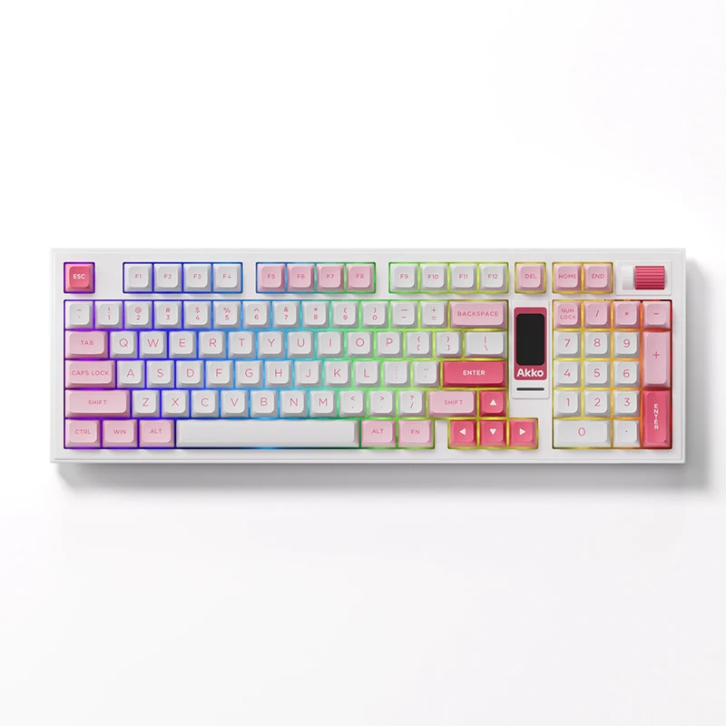 Akko 5098B Prunus Lannesiana Multi-Mode RGB Hot-Swappable Mechanical Keyboard with 1.47" LCD Screen (Akko V3 Piano Pro Switch)