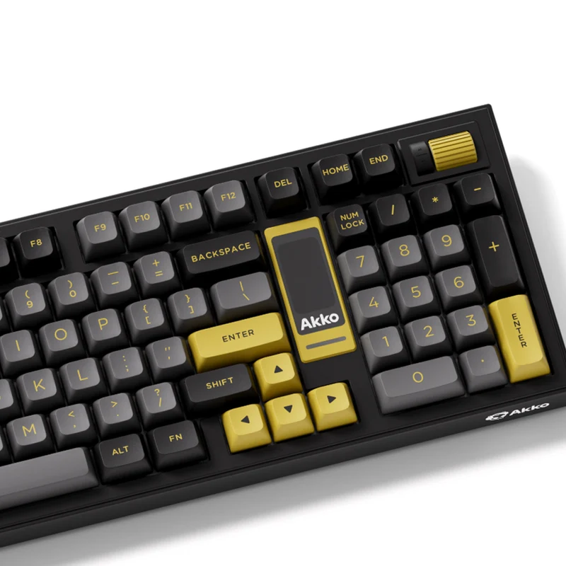 Akko 5098B Black & Gold Multi-Mode RGB Hot-Swappable Mechanical Keyboard with 1.47" LCD Screen (Akko V3 Piano Pro Switch)