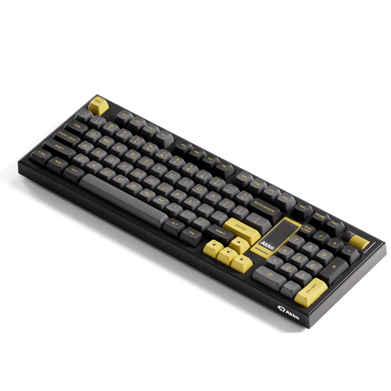 Akko 5098B Black & Gold Multi-Mode RGB Hot-Swappable Mechanical Keyboard with 1.47" LCD Screen (Akko V3 Piano Pro Switch)