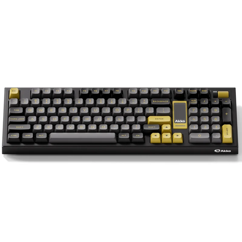 Akko 5098B Black & Gold Multi-Mode RGB Hot-Swappable Mechanical Keyboard with 1.47" LCD Screen (Akko V3 Piano Pro Switch)