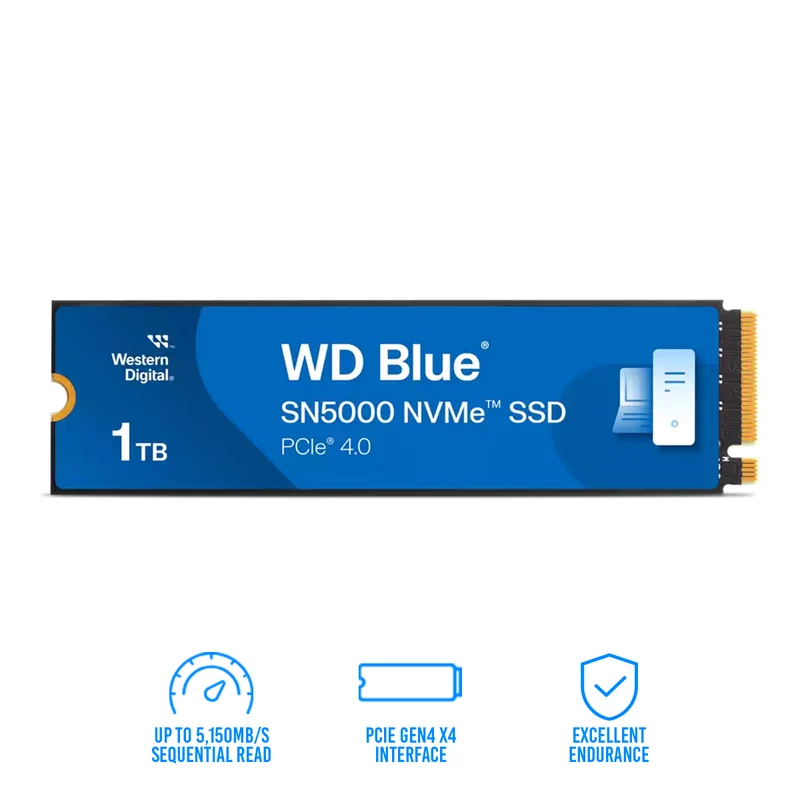 WD Blue SN5000 1TB NVMe PCIe Gen 4.0 M.2 2280 Up to 5,150MB/s Read Internal SSD (WDS100T4B0E)