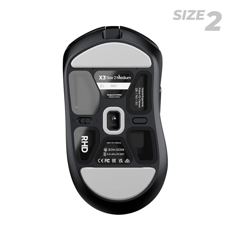Pulsar X3 Ultralight Weight eSports Mouse Size 2 (Black, White) (PX3R21, PX3R22)