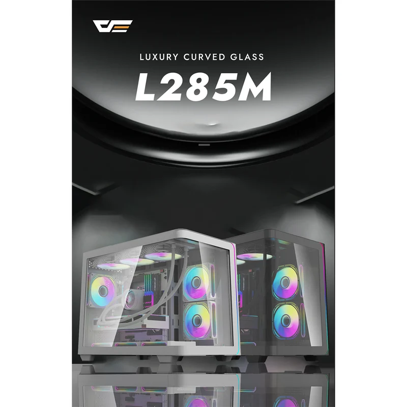 Darkflash L285M Luxury M-ATX PG Gase Curved Glass Panel PC Case (Black, White)
