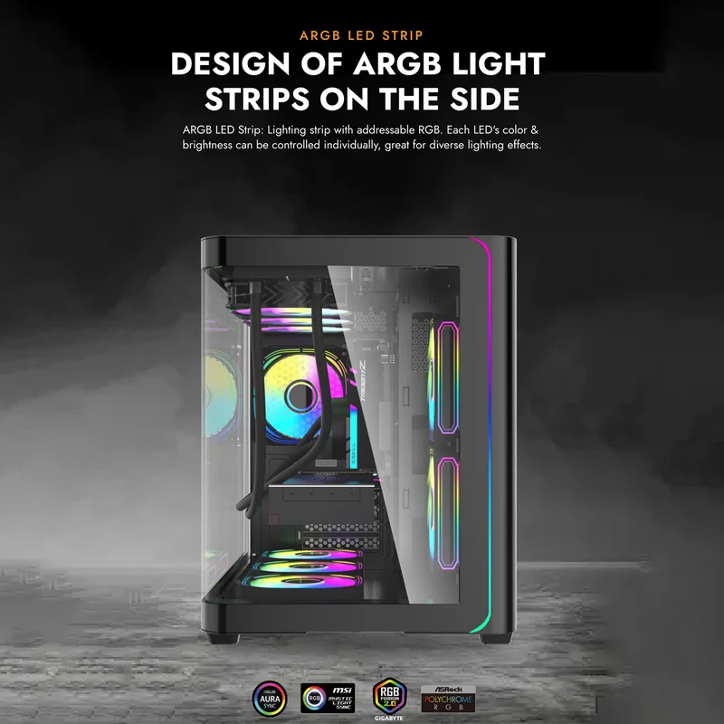 Darkflash L285M Luxury M-ATX PG Gase Curved Glass Panel PC Case (Black, White)