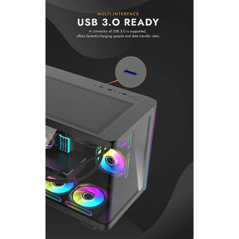 Darkflash L285M Luxury M-ATX PG Gase Curved Glass Panel PC Case (Black, White)