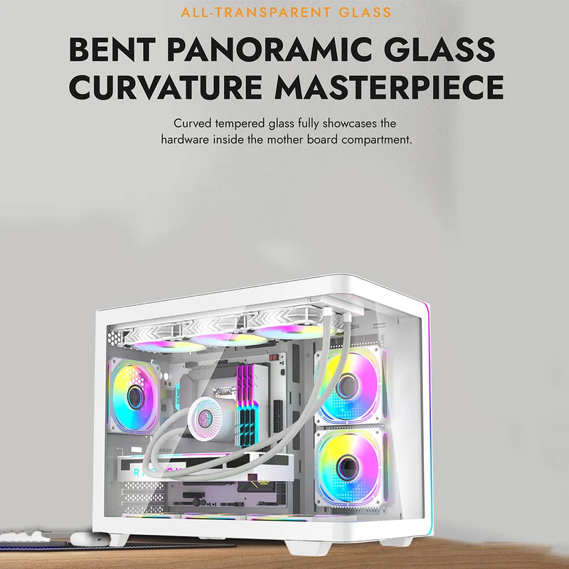 Darkflash L285M Luxury M-ATX PG Gase Curved Glass Panel PC Case (Black, White)