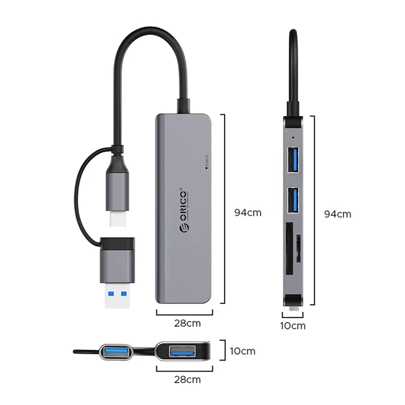 Orico YSA6-U3 5-Port Mini USB 3.0 Hub (Dark Grey)