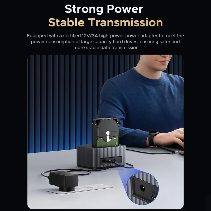 Orico IT28E-C 2-Bay Hard Drive Docking Station for M.2 NVMe SSD & 2.5-inch SSD/HDD & 3.5-inch HDD