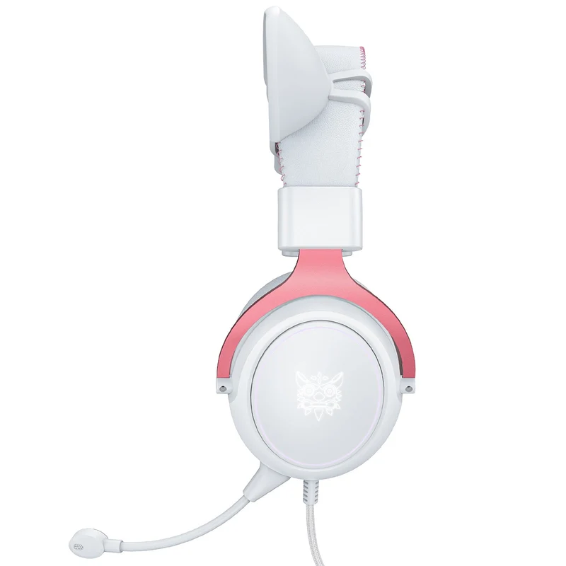 Onikuma X10 Cat Wired Professional Gaming Headset with Noise Cancellation Microphone (White Pink)