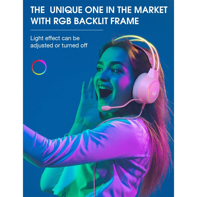 Onikuma X15 Pro Gaming Headset with Noise Cancellation Microphone (Pink)