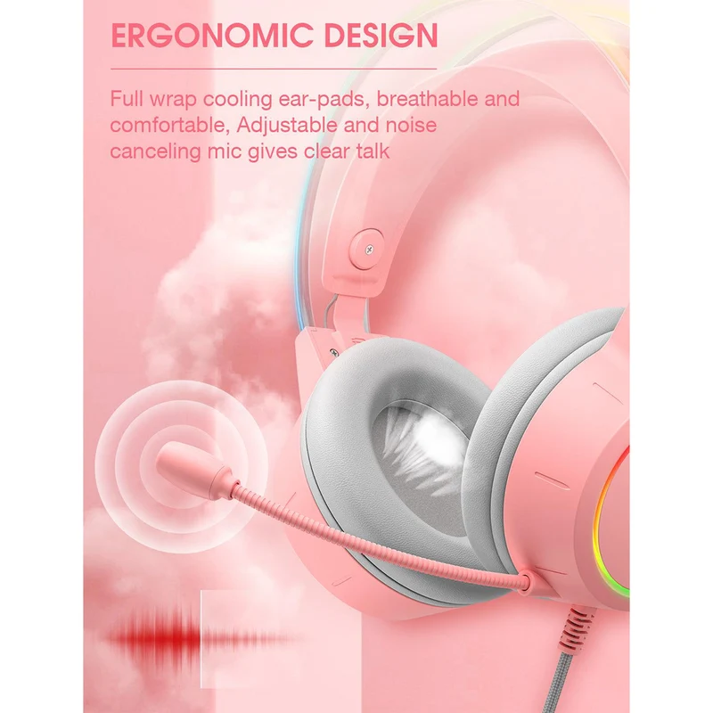 Onikuma X15 Pro Gaming Headset with Noise Cancellation Microphone (Pink)