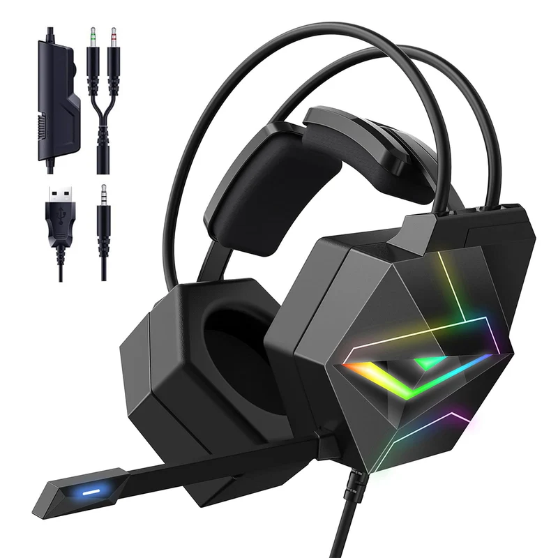 Onikuma X20 7.1 Wired Professional Gaming Headset with Noise Cancellation Microphone (Black)