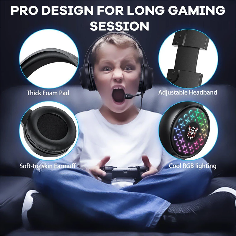Onikuma X7 Pro RGB Wired Professional Gaming Headset with Noise Cancellation Microphone (Black)
