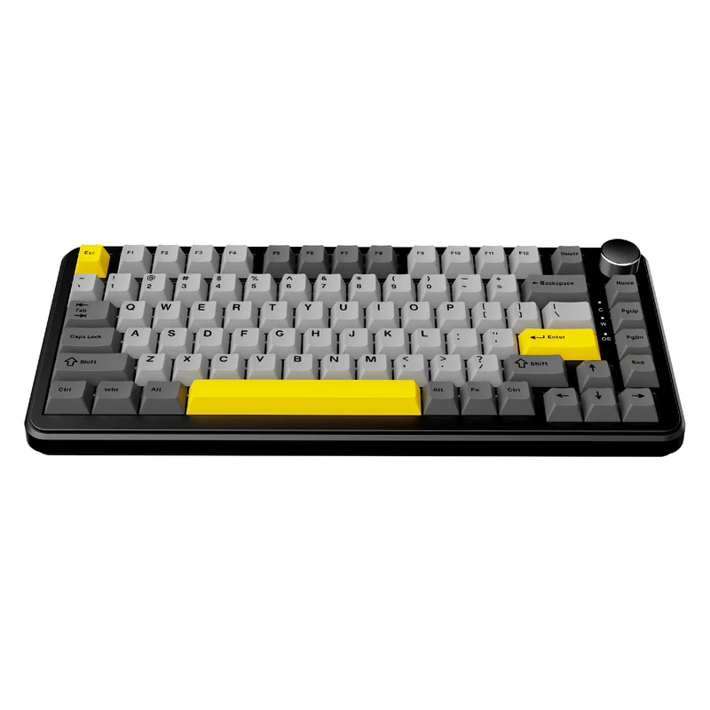 Ajazz AK820 Max RGB Wired 75% 82-Keys Gasket-mounted Hot Swappable Mechanical Keyboard (Black/Grey/Yellow) (Magnetic Switch)
