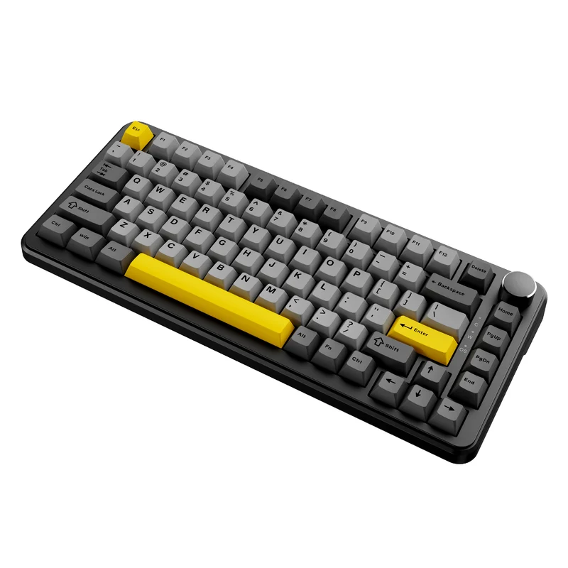 Ajazz AK820 Max RGB Wired 75% 82-Keys Gasket-mounted Hot Swappable Mechanical Keyboard (Black/Grey/Yellow) (Magnetic Switch)