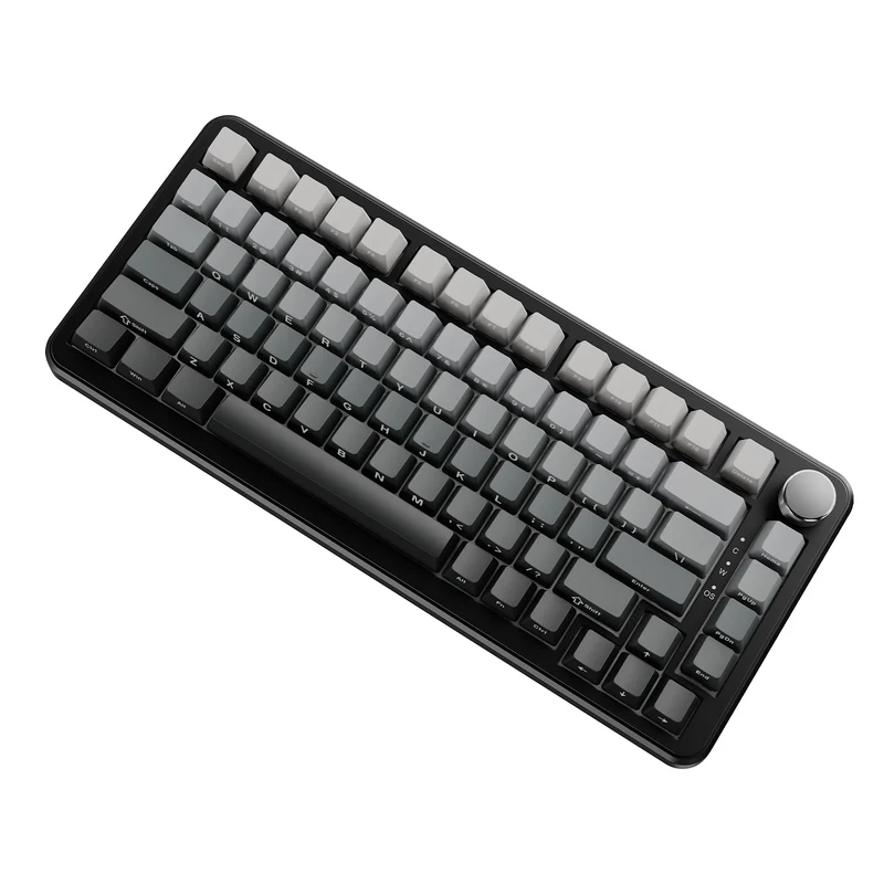 Ajazz AK820 Max RGB Tri-Mode 75% 82-Keys Gasket-mounted Hot Swappable Mechanical Keyboard (Gradient Grey) (Sea Salt Switch)