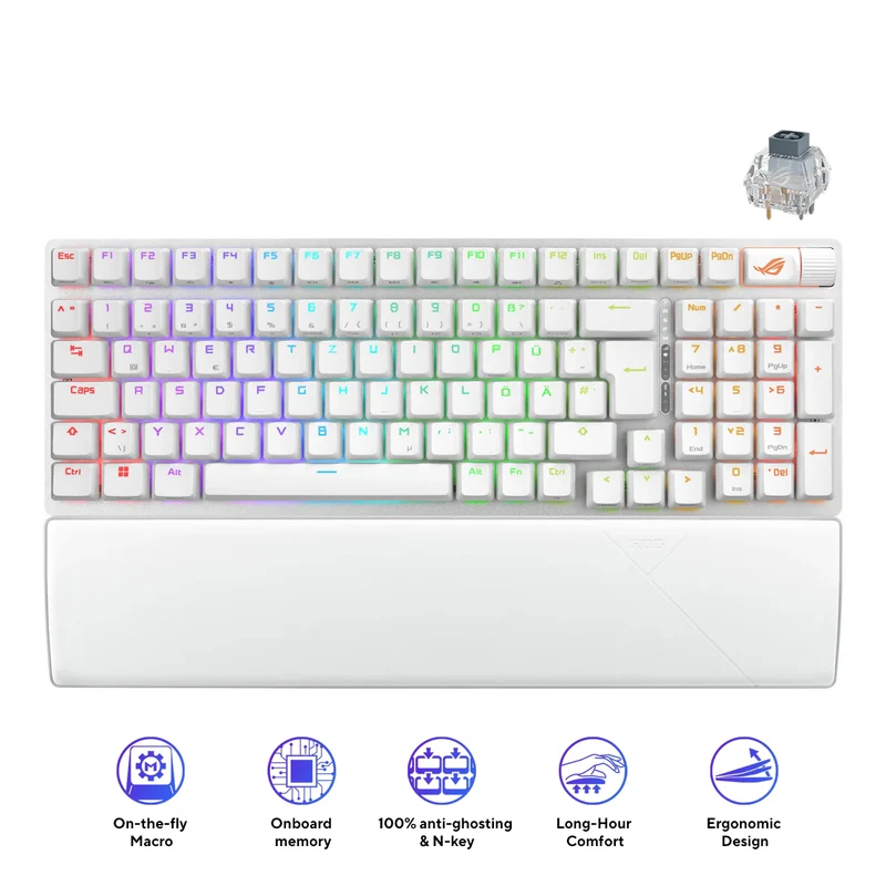 Asus ROG Strix Scope II 96 Wireless Mechanical Gaming Keyboard (White) (ROG NX Storm Switch, ROG NX Snow Switch)