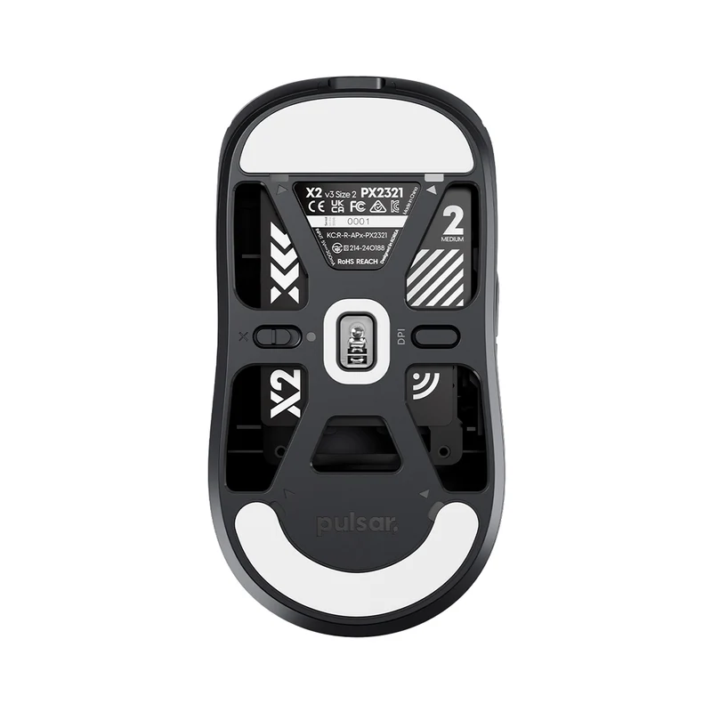 Pulsar X2 V3 Ultralight Weight eSports Gaming Mouse Size 2 (Black, White) (PX2321, PX2322)
