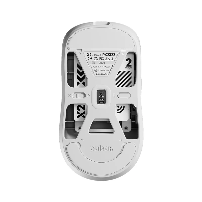 Pulsar X2 V3 Ultralight Weight eSports Gaming Mouse Size 2 (Black, White) (PX2321, PX2322)