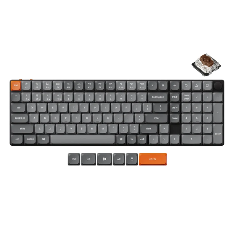 Keychron K17 Max QMK RGB Backlight Hot-Swappable Wireless Custom Mechanical Keyboard (Low Profile Gateron Mechanical Brown Switch, Red Switch) (K17M-H3, K17M-H1)