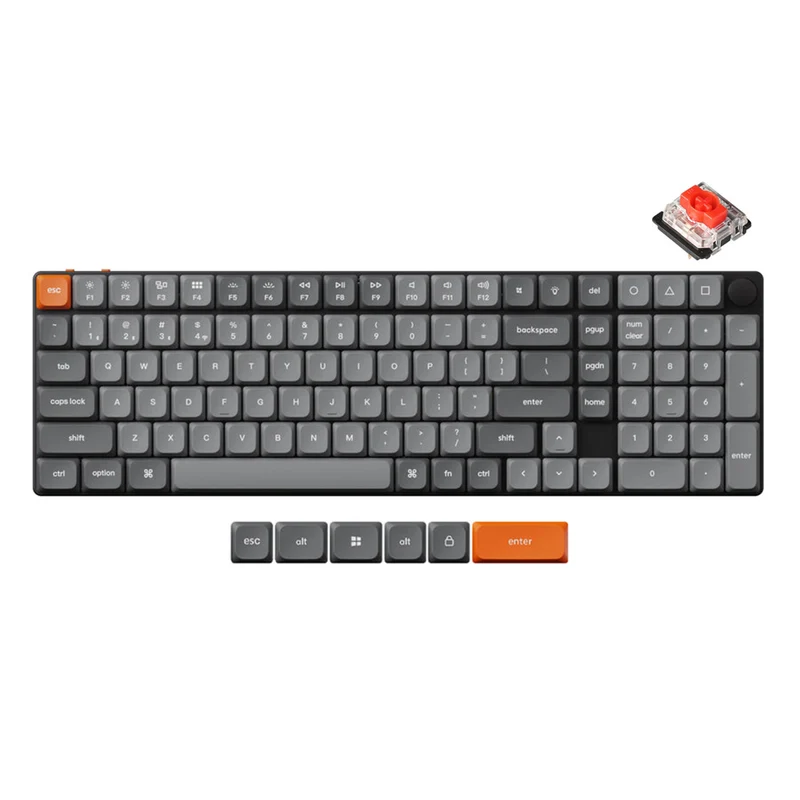 Keychron K17 Max QMK RGB Backlight Hot-Swappable Wireless Custom Mechanical Keyboard (Low Profile Gateron Mechanical Brown Switch, Red Switch) (K17M-H3, K17M-H1)