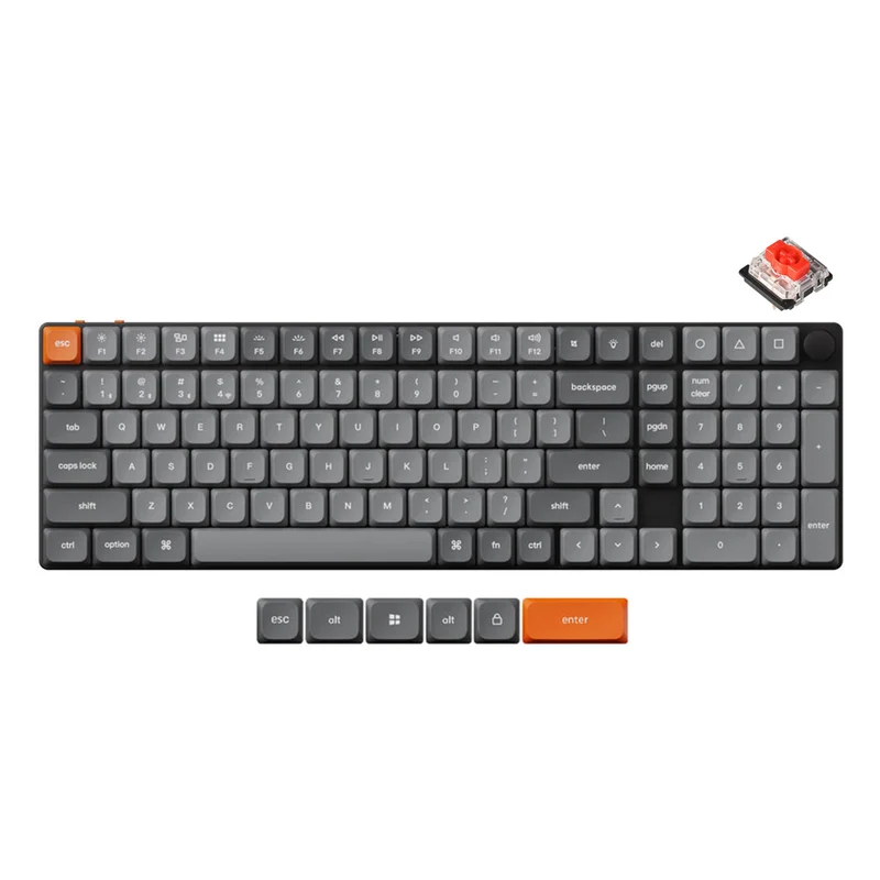 Keychron K17 Max QMK White Backlight Wireless Custom Mechanical Keyboard (Low Profile Gateron Mechanical Red Switch) (K17M-A1)