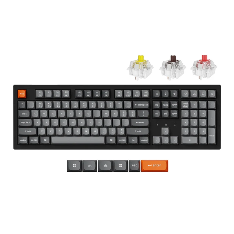 Keychron K10 Max QMK Fully Assembled RGB Backlight Hot-Swappable Full-Size Wireless Mechanical Keyboard - Black (Super Banana Switch, Super Brown Switch, Super Red Switch) (K10M-H4, K10M-H3, K10M-H1)