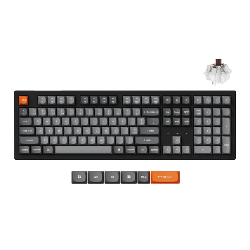 Keychron K10 Max QMK Fully Assembled RGB Backlight Hot-Swappable Full-Size Wireless Mechanical Keyboard - Black (Super Banana Switch, Super Brown Switch, Super Red Switch) (K10M-H4, K10M-H3, K10M-H1)