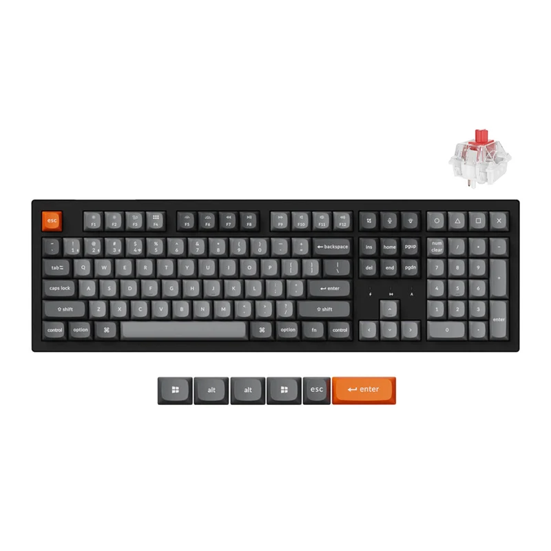 Keychron K10 Max QMK Fully Assembled RGB Backlight Hot-Swappable Full-Size Wireless Mechanical Keyboard - Black (Super Banana Switch, Super Brown Switch, Super Red Switch) (K10M-H4, K10M-H3, K10M-H1)