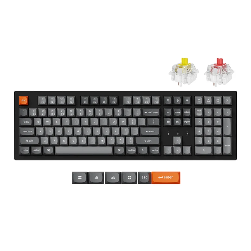 Keychron K10 Max QMK Fully Assembled RGB Backlight Full-Size Wireless Mechanical Keyboard Black (Super Banana Switch, Super Red Switch) (K10M-B4, K10M-B1)
