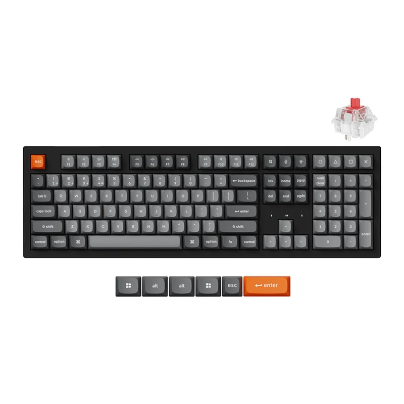 Keychron K10 Max QMK Fully Assembled RGB Backlight Full-Size Wireless Mechanical Keyboard Black (Super Banana Switch, Super Red Switch) (K10M-B4, K10M-B1)