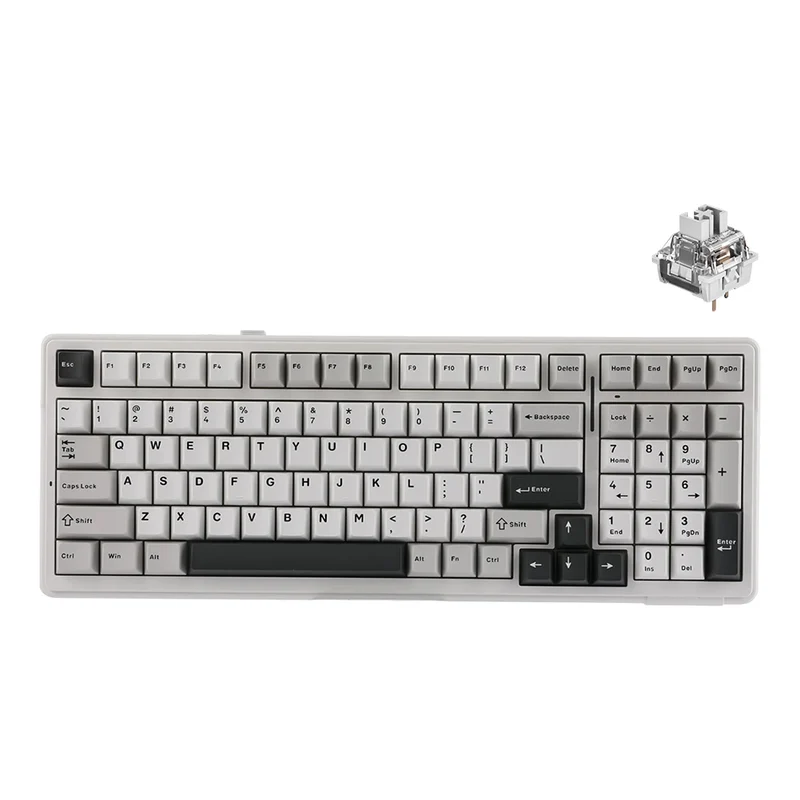 Aula F99 RGB Tri-Mode Type-C 98% 99-Key Gasket Structure Hot-Swap Mechanical Gaming Keyboard (Gray Wood Switch)(Grey/White/Dark Grey, White/Blue/Purple)