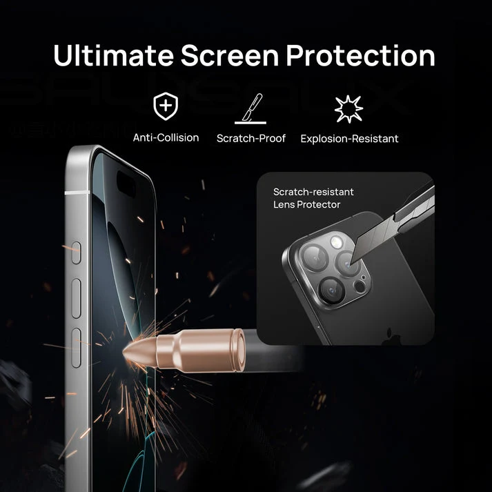 SODI SP03 Privacy Screen Protector with Camera Lens Protector for iPhone 16 Pro Max [2 Pack]