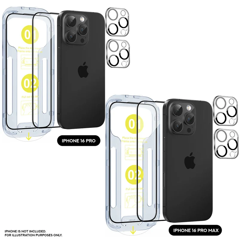 SODI SP02 HD Phone Screen with Camera Lens Protector for iPhone 16 [2-Pack] (iPhone 16 Pro, iPhone 16 Pro Max)