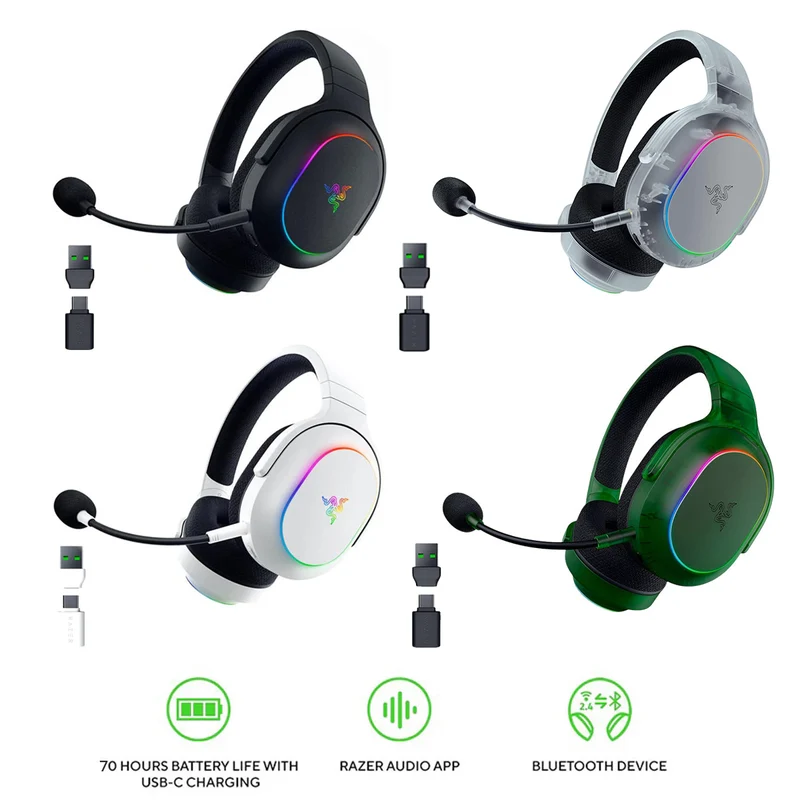 Razer Barracuda X Chroma Wireless Multi-Platform Gaming & Mobile Headset (Black, White, Phantom Green, Phantom White)