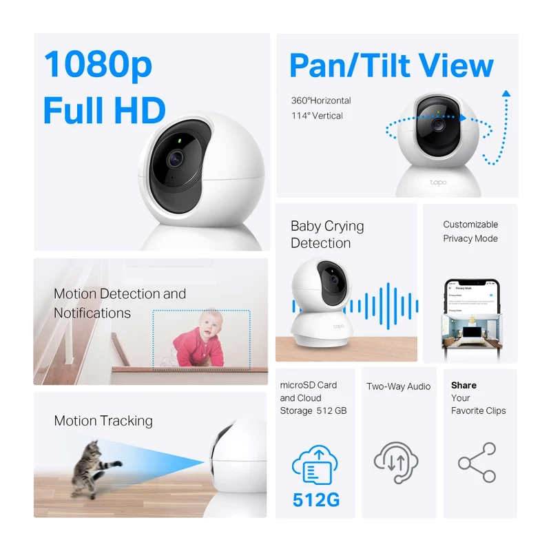 TP-Link Tapo C200C 1080P Pan/Tilt Home Security Wi-fi Camera