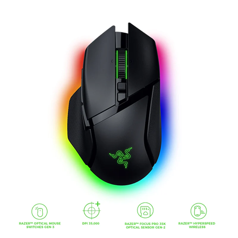 Razer Basilisk V3 Pro 35K Fully Customizable Wireless Ergonomic Gaming Mouse (Black, White, Phantom Green, Phantom White)