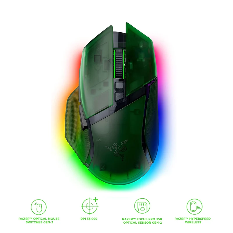 Razer Basilisk V3 Pro 35K Fully Customizable Wireless Ergonomic Gaming Mouse (Black, White, Phantom Green, Phantom White)