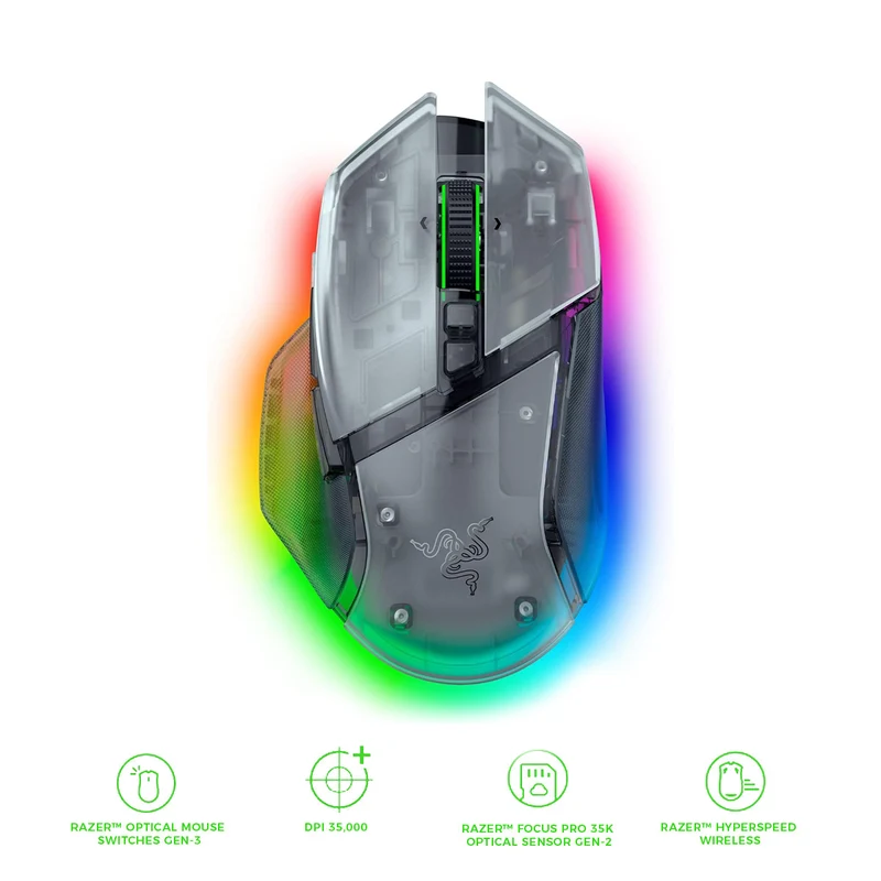 Razer Basilisk V3 Pro 35K Fully Customizable Wireless Ergonomic Gaming Mouse (Black, White, Phantom Green, Phantom White)